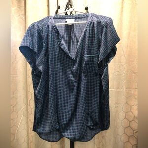 Blue Patterned Top  2X   Liz Claiborne